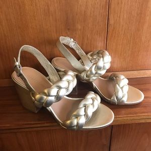 Rebecca Minkoff gold wedge sandals size 6